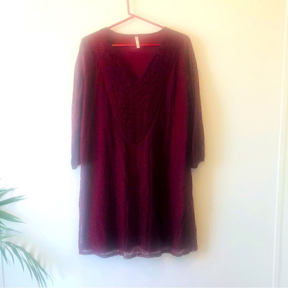Wine Red Crochet Dress